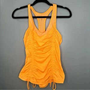 Zella Work Out Tank Top Neon Orange Cinch Top Size Medium